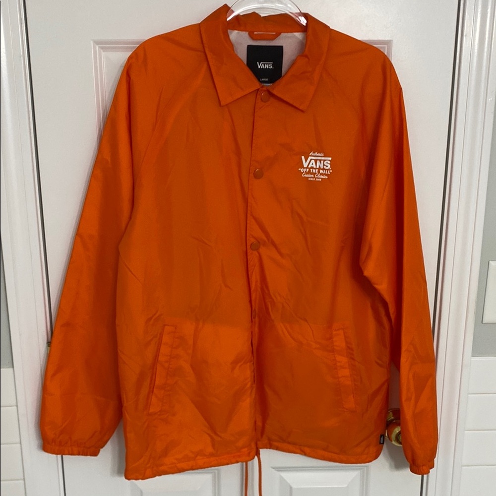 Vans Orange Windbreaker Jacket Lightweight Water-Resistant